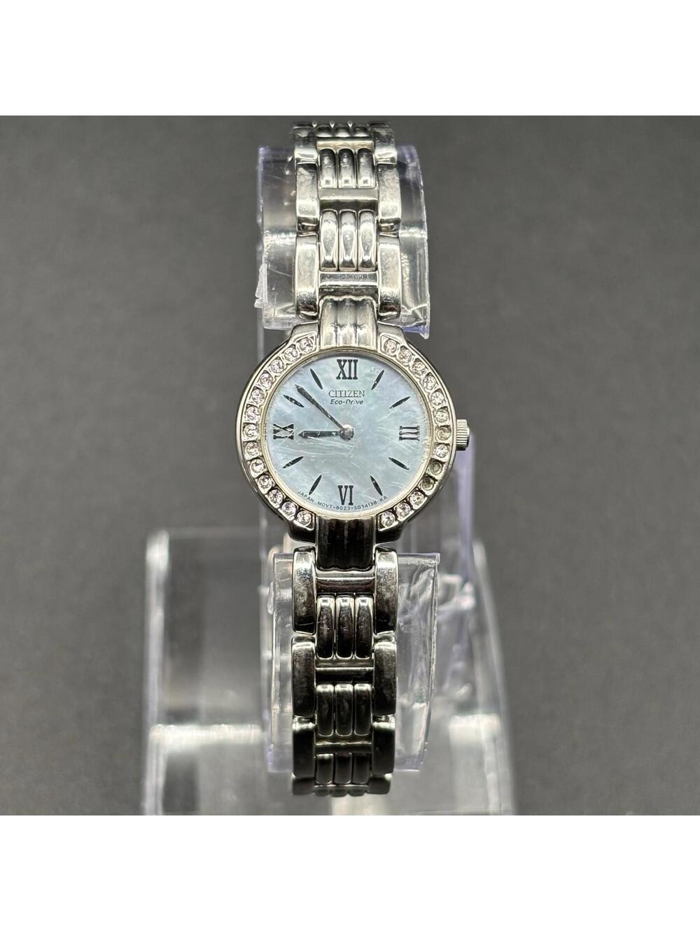 Citizen Eco-Drive Ladies MOP Dial 21mm Silver-Tone Watch Runs — Missing 3 Stones